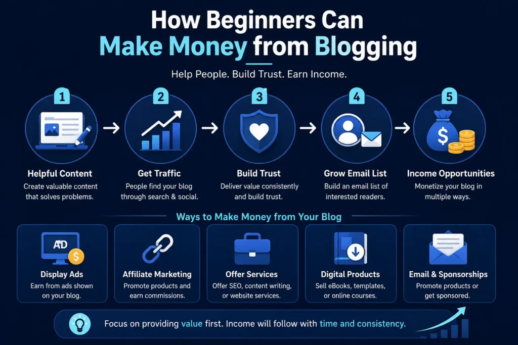 how beginners can make money from blogging