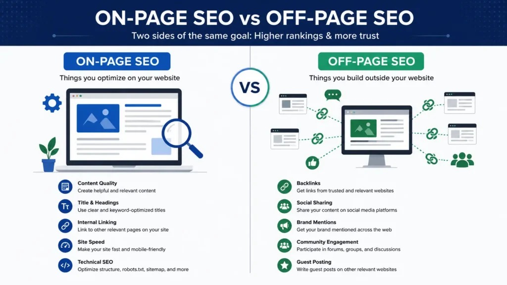 on-page SEO vs off-page SEO
