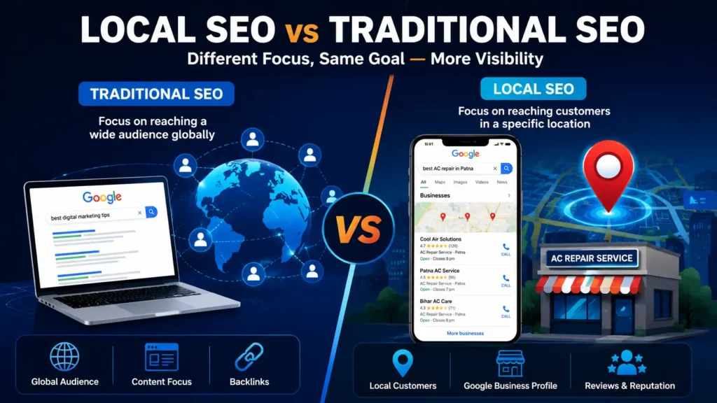 Local SEO vs traditional SEO comparison