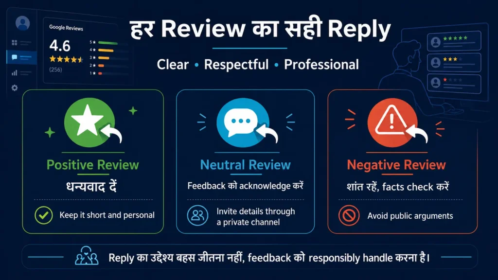 Positive neutral और negative Google Review reply guide
