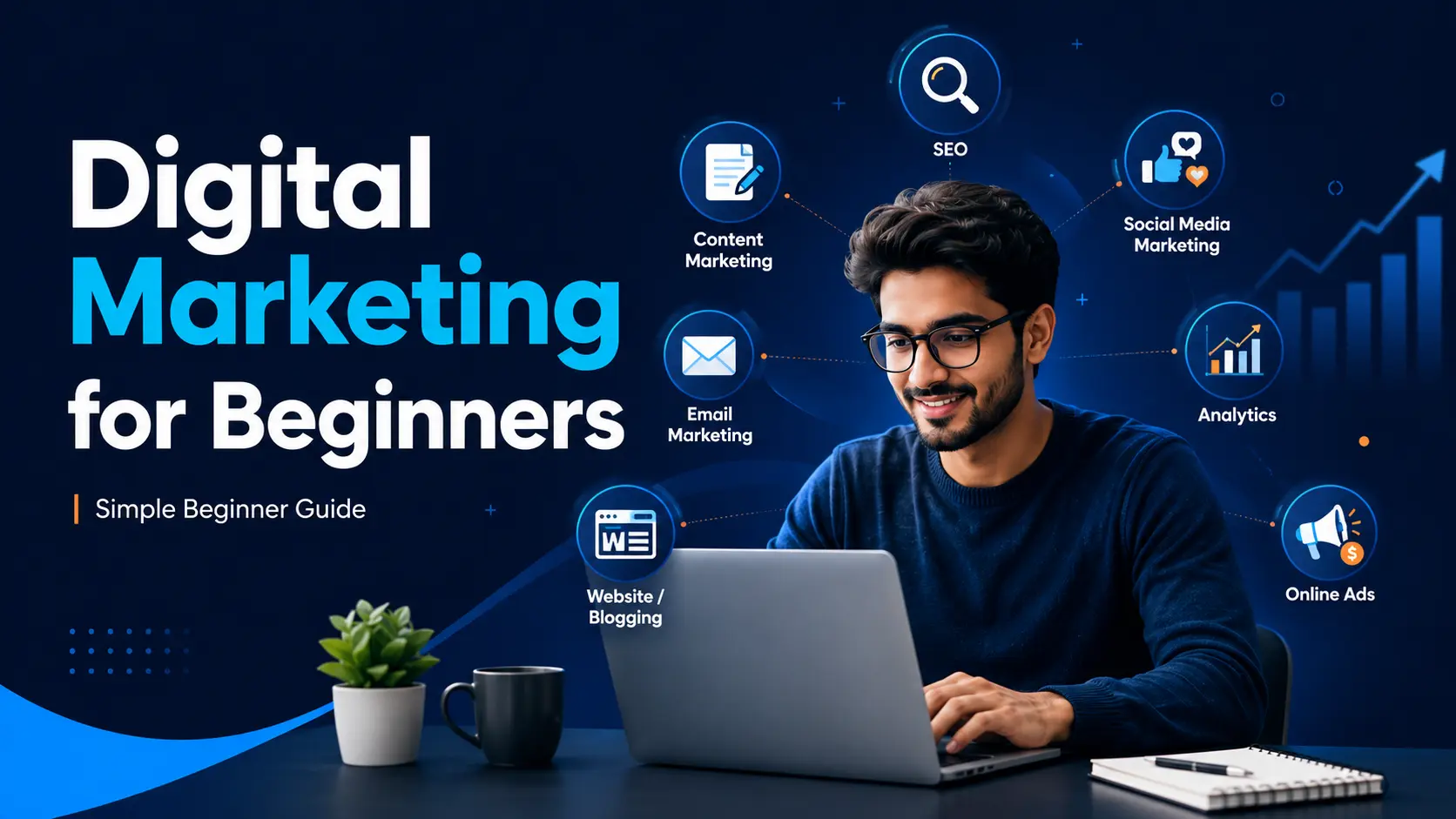 Digital marketing for beginners with SEO social media email and content marketing