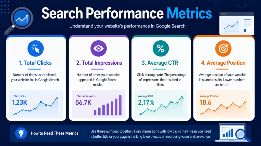 Google Search Console clicks impressions CTR and position